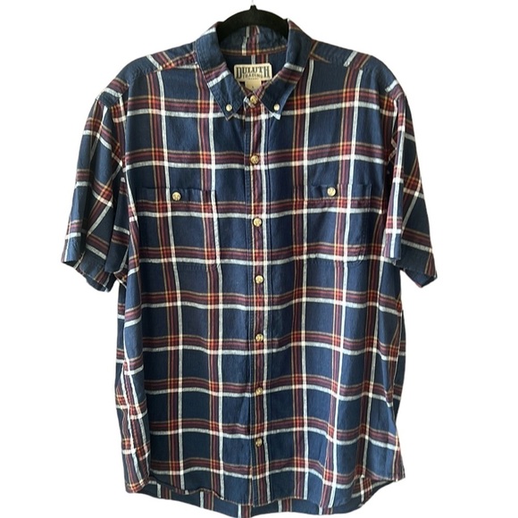Duluth Trading Co Other - Duluth & Co. Men’s 100% Cotton Plaid Short Sleeve Button Down Shirt. Navy Red